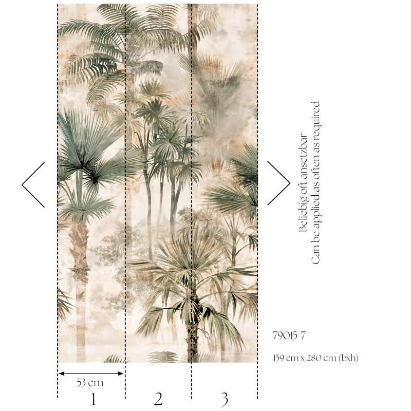 Fototapete Tropenpalmen Beige Grün Dschungelmotiv Vliestapete (790157)