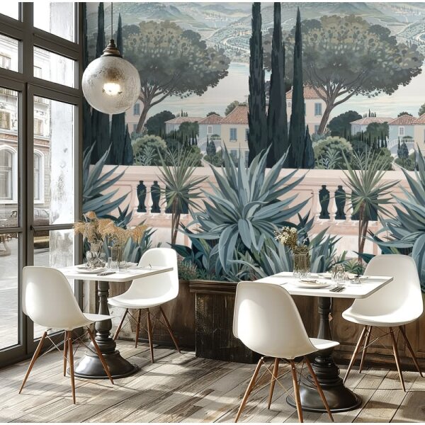 Fototapete Toskana Landschaft Blau Grün Mediterrane Vliestapete (790158)