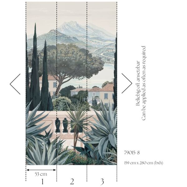 Fototapete Toskana Landschaft Blau Grün Mediterrane Vliestapete (790158)