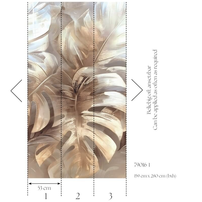 3D Fototapete Monstera Blätter Beige Creme Tropisches Design Vliestapete (790161)