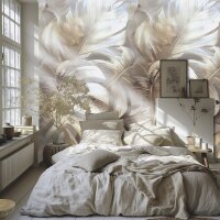 3D Fototapete Monstera Bl&auml;tter Beige Creme...