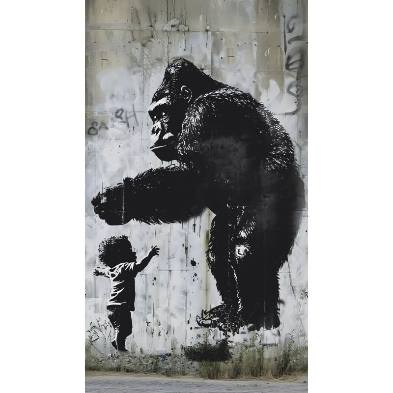 Fototapete Urban Art Gorilla Kind Streetart in Grau Vliestapete (790162)