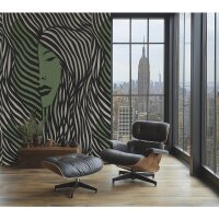 Fototapete Gesicht Illustration Schwarz Gr&uuml;n moderne...