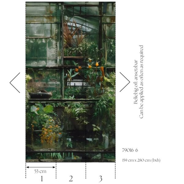 Fototapete 3D Gewächshaus Pflanzen Vintage Grün floral Natur Vliestapete (790166)