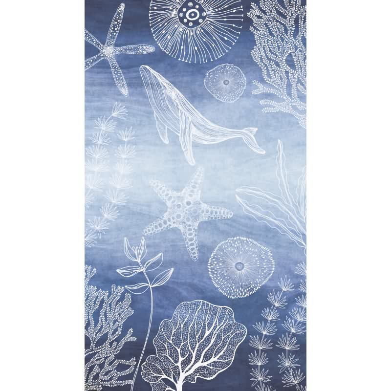 Kinderzimmer Fototapete Meereswelt Blau Weiß Vliestapete mit Wal (770601)
