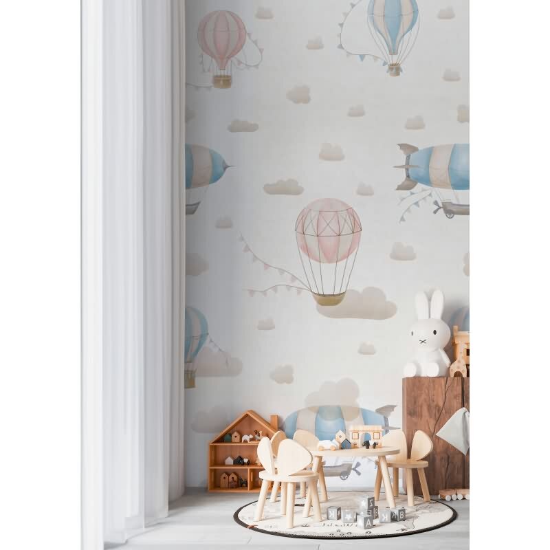 Fototapete Heißluftballons Rosa Blau Vliestapete für Kinderzimmer (770611)