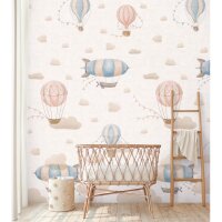 Fototapete Hei&szlig;luftballons Rosa Blau Vliestapete...