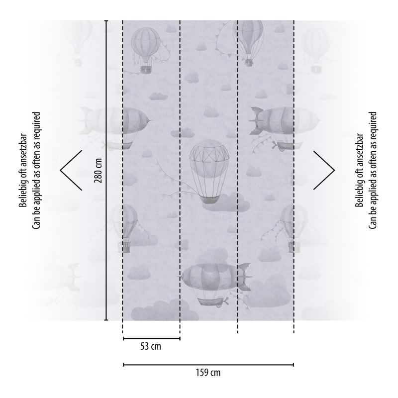 Fototapete Heißluftballons Grau Weiß Vliestapete fürs Kinderzimmer (770612)