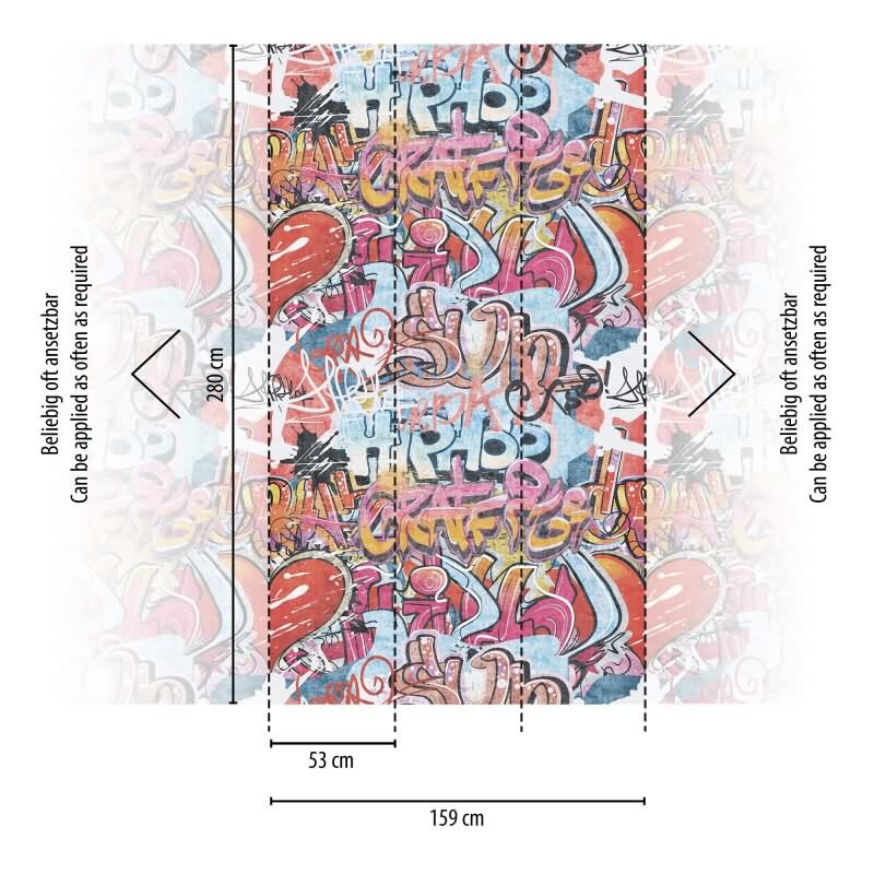 Fototapete Graffiti HipHop Streetart Bunt Jugendzimmer Vlies-Tapete (770631)