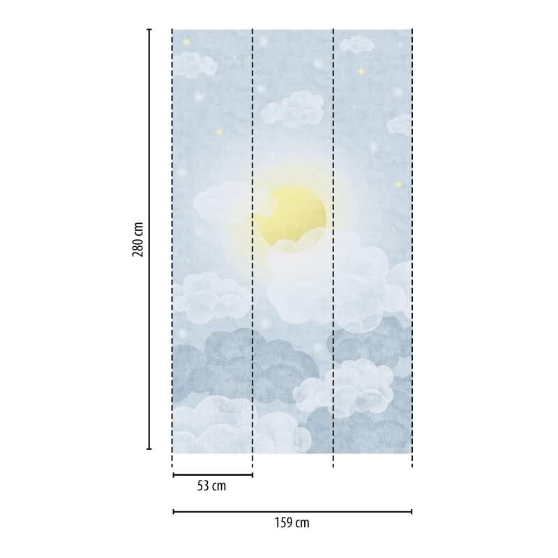 Fototapete Wolkenhimmel Hellblau Gelb Kinderzimmer Tapete mit Sonne (770641)