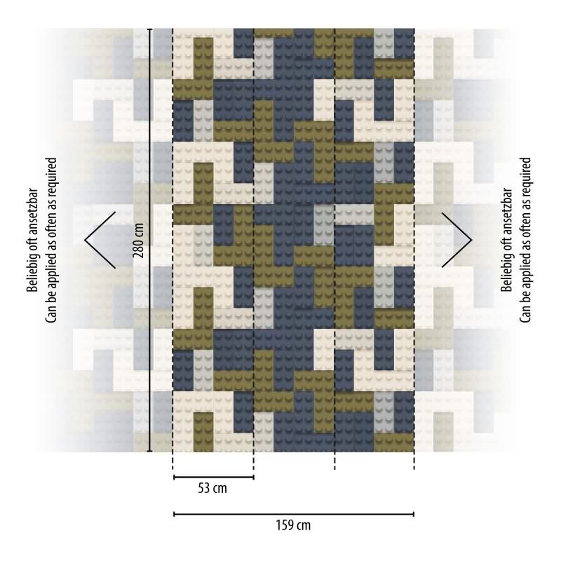 Fototapete Baustein-Muster Grau Blau Grün Kinderzimmer Tapete Klemmbausteine (770651)