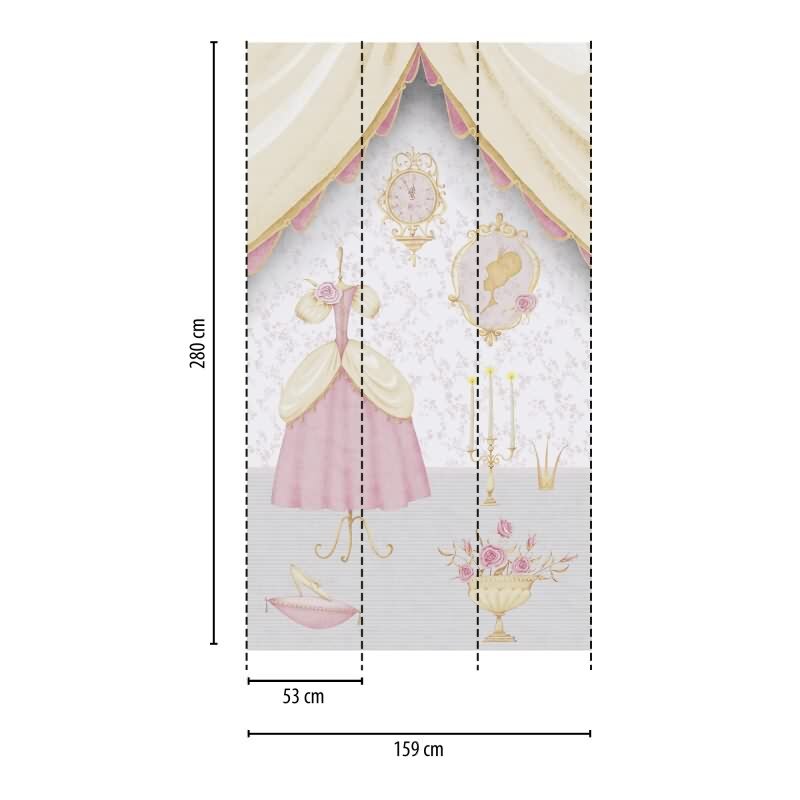 Fototapete Prinzessinnenzimmer Rosa Beige Mädchenzimmer Tapete (770661)