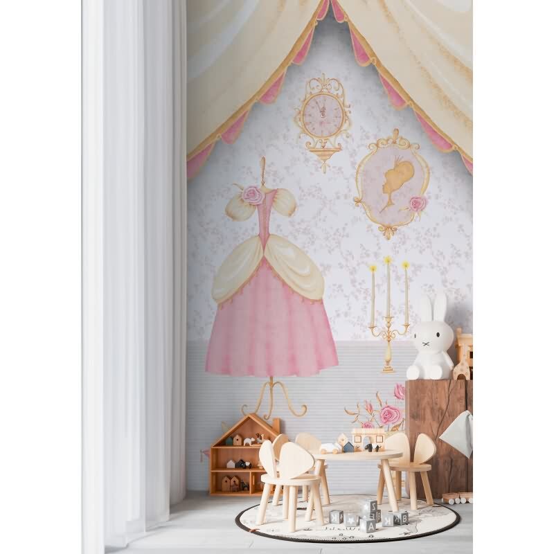 Fototapete Prinzessinnenzimmer Rosa Beige Mädchenzimmer Tapete (770661)