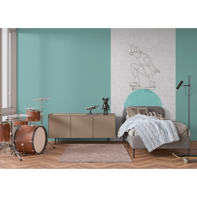 Skateboard Tapete Kinderzimmer Grau Türkis Coole Fototapete Junge (770681)