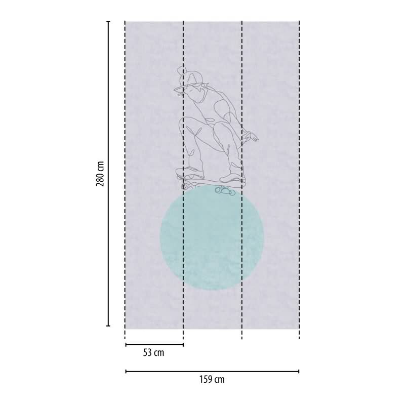 Skateboard Tapete Kinderzimmer Grau Türkis Coole Fototapete Junge (770681)