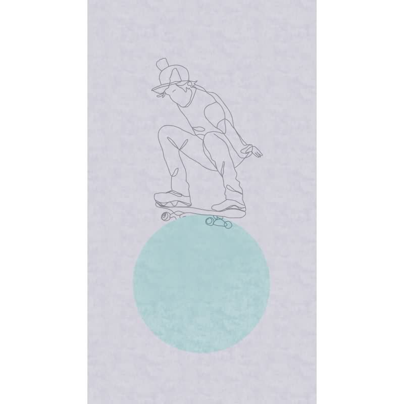 Skateboard Tapete Kinderzimmer Grau Türkis Coole Fototapete Junge (770681)