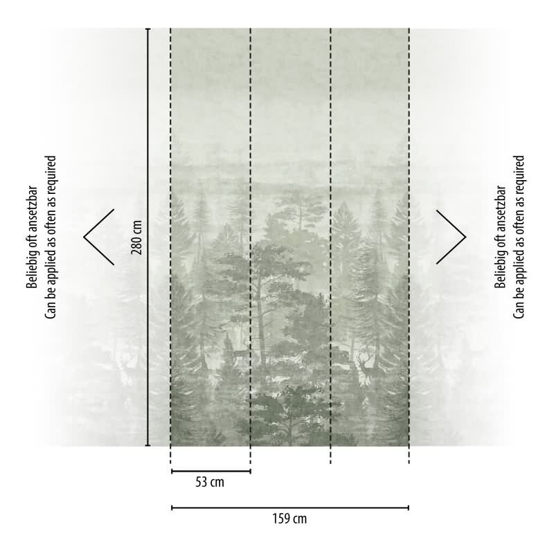 Wald Fototapete Grün Naturtapete Bäume Vliestapete für Kinderzimmer (770691)