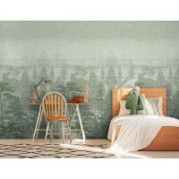 Wald Fototapete Gr&uuml;n Naturtapete B&auml;ume...