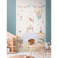 Zirkus Fototapete f&uuml;r Kinderzimmer Bunt Tiere und...