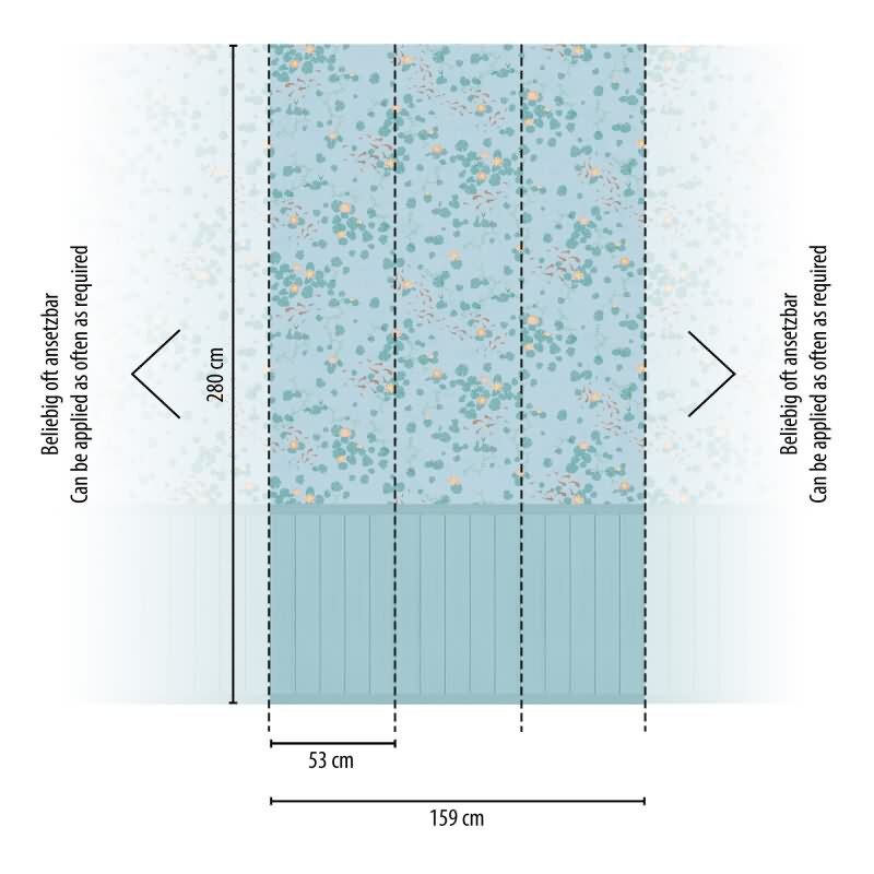Fototapete Seerosen Blau Grün Wasserpflanzen mit Holzpaneel Vliestapete (770731)