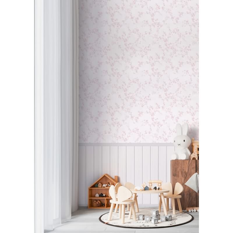 Fototapete Blumenmuster Rosa Vintage-Stil mit Holzpaneel Landhaus Vliestapete (770751)