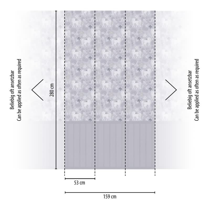 Einhorn Fototapete Grau Vliestapete mit Holzpaneel Märchenhafte Tapete für Kinderzimmer (770761)