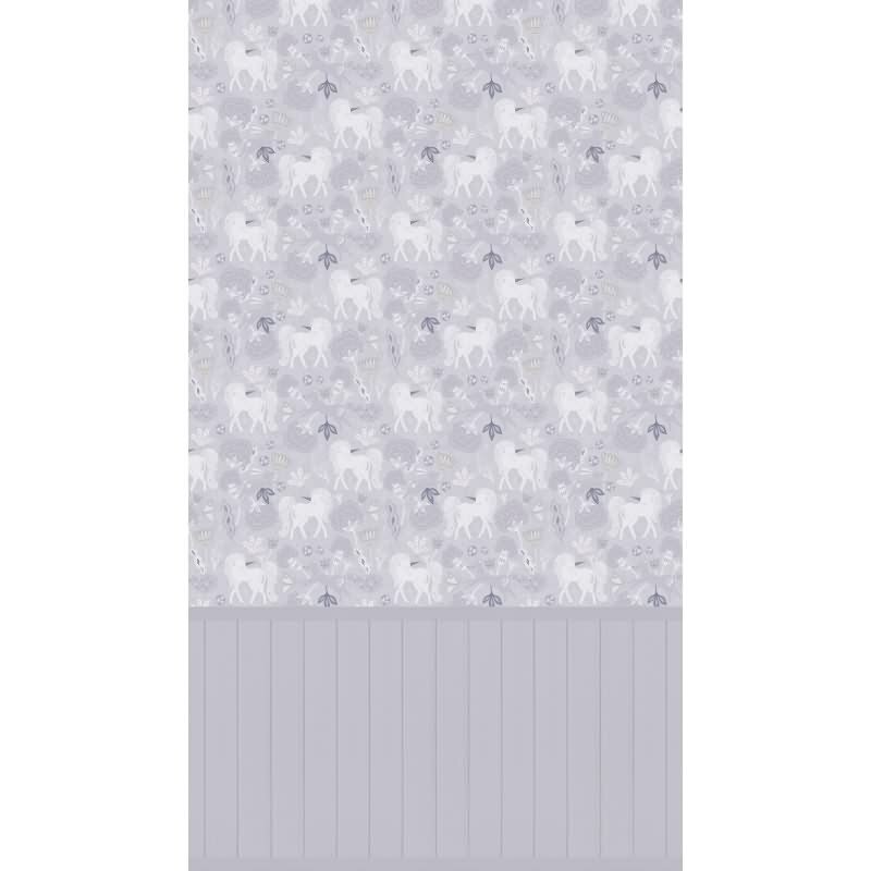 Einhorn Fototapete Grau Vliestapete mit Holzpaneel Märchenhafte Tapete für Kinderzimmer (770761)
