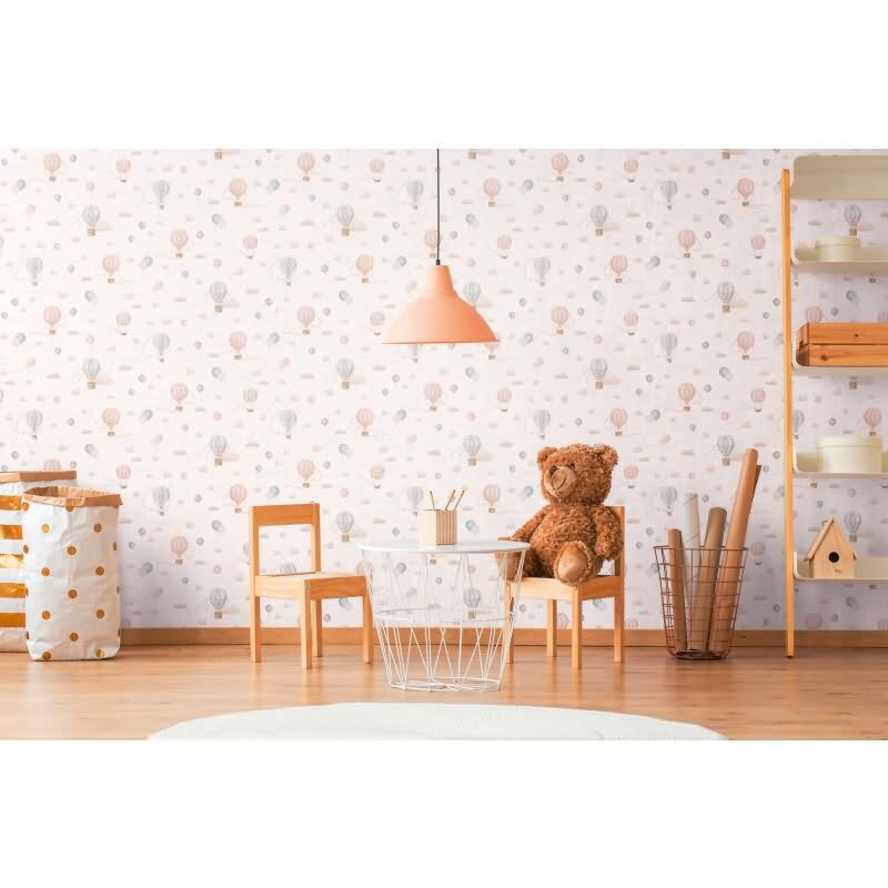 Kindertapete Junge Heißluftballons Rosa Blau Wolken Vliestapete Kinderzimmer Tapete (770771)
