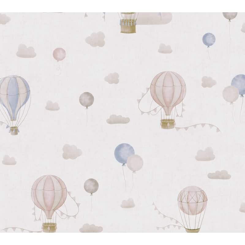 Kindertapete Junge Heißluftballons Rosa Blau Wolken Vliestapete Kinderzimmer Tapete (770771)