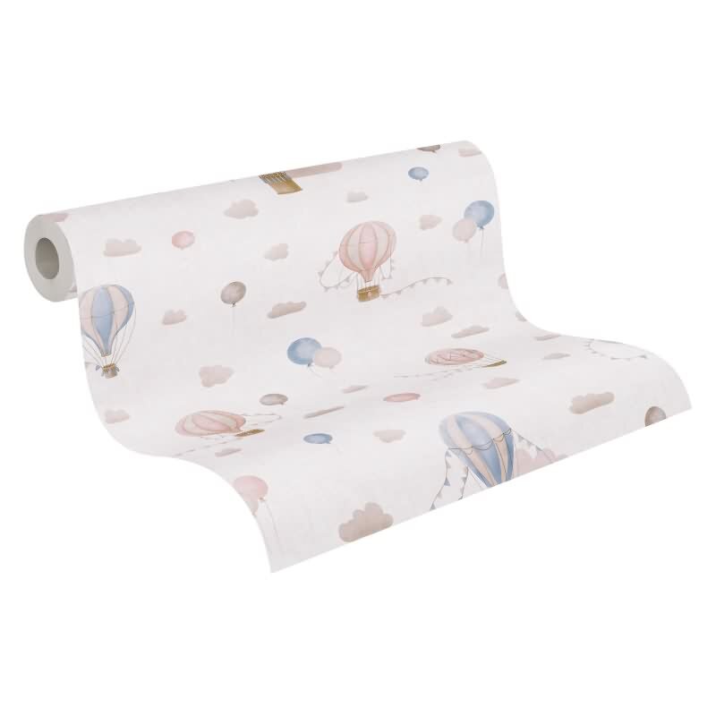 Kindertapete Junge Heißluftballons Rosa Blau Wolken Vliestapete Kinderzimmer Tapete (770771)