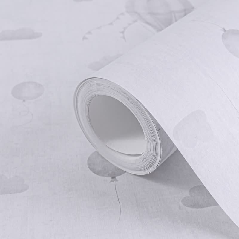 Kindertapete Heißluftballons Grau Luftballons Wolken Vliestapete für Jungen (770772)