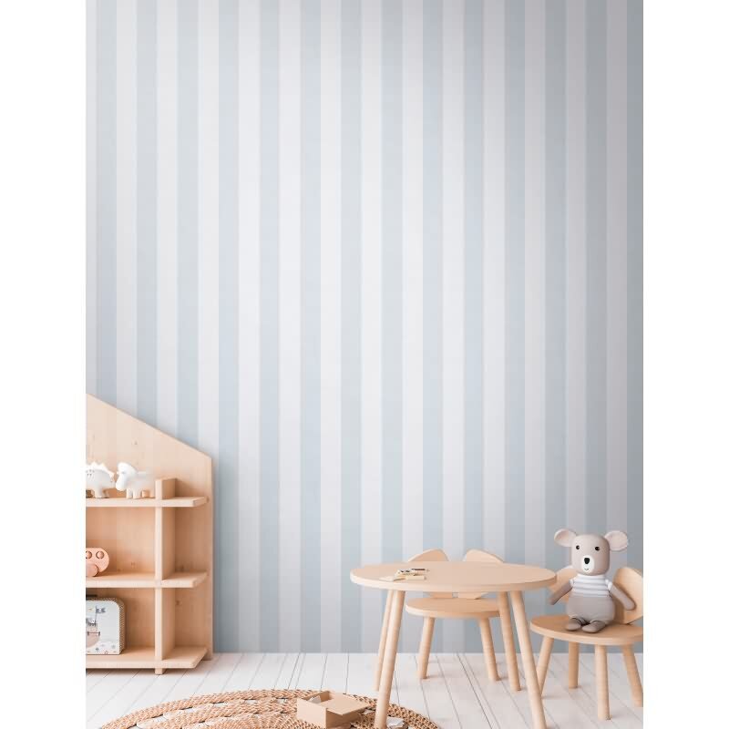 Streifentapete Hellblau Weiß Vliestapete gestreift für Jungen Kinderzimmer (770784)