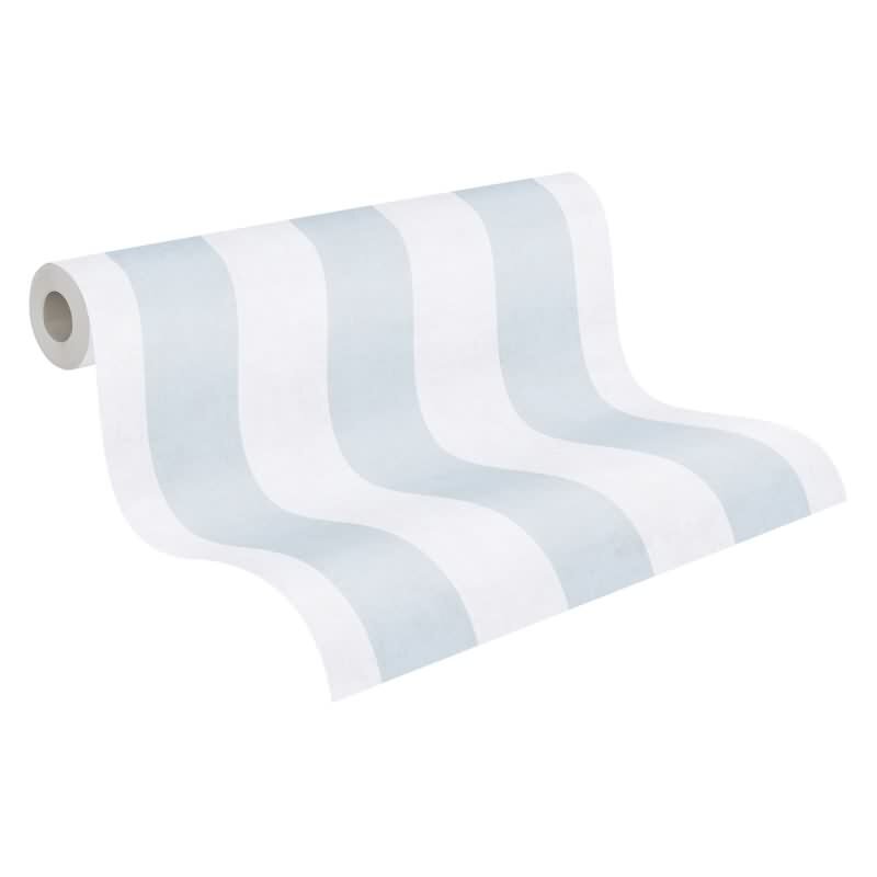 Streifentapete Hellblau Weiß Vliestapete gestreift für Jungen Kinderzimmer (770784)