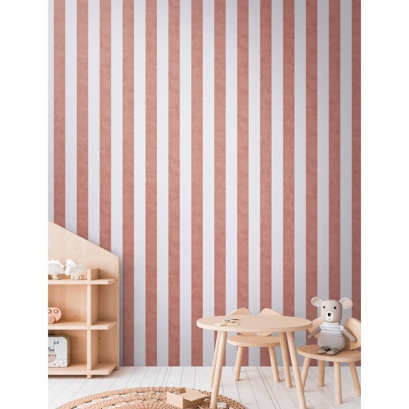 Kinderzimmer Streifentapete Rot Creme Vliestapete mit breiten Streifen Klassischer Look (770786)