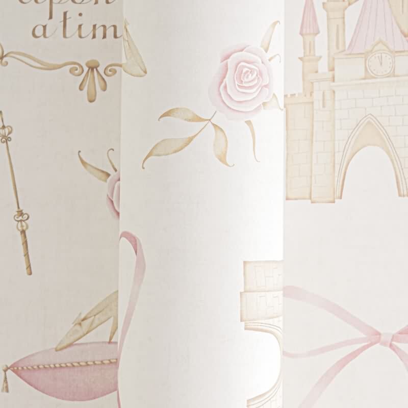 PrinzessinnenTapete Rosa Beige Kindertapete mit Schloss Kutsche Vliestapete (771301)