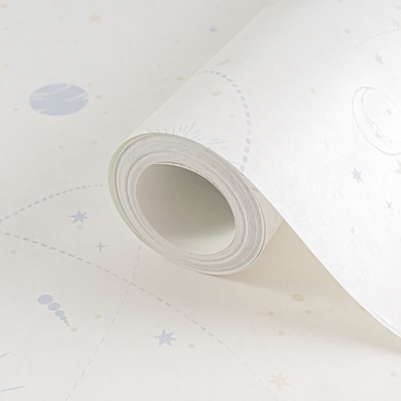 Weltraum Tapete Creme Blau Kindertapete mit Sternen Planeten Jungen Kinderzimmer Vliestapete Weltall (771311)