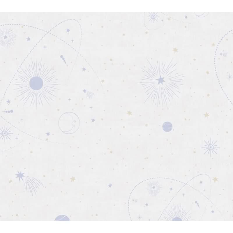 Weltraum Tapete Creme Blau Kindertapete mit Sternen Planeten Jungen Kinderzimmer Vliestapete Weltall (771311)