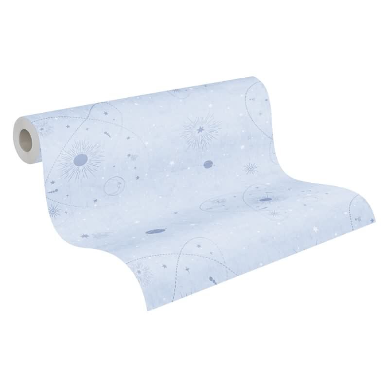 Weltall Tapete Hellblau Kindertapete mit Planeten Sternen Weltraum Kinderzimmer Vliestapete Jungen (771312)