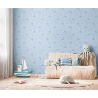 DelfinTapete Hellblau Kindertapete mit Meeresmotiven...