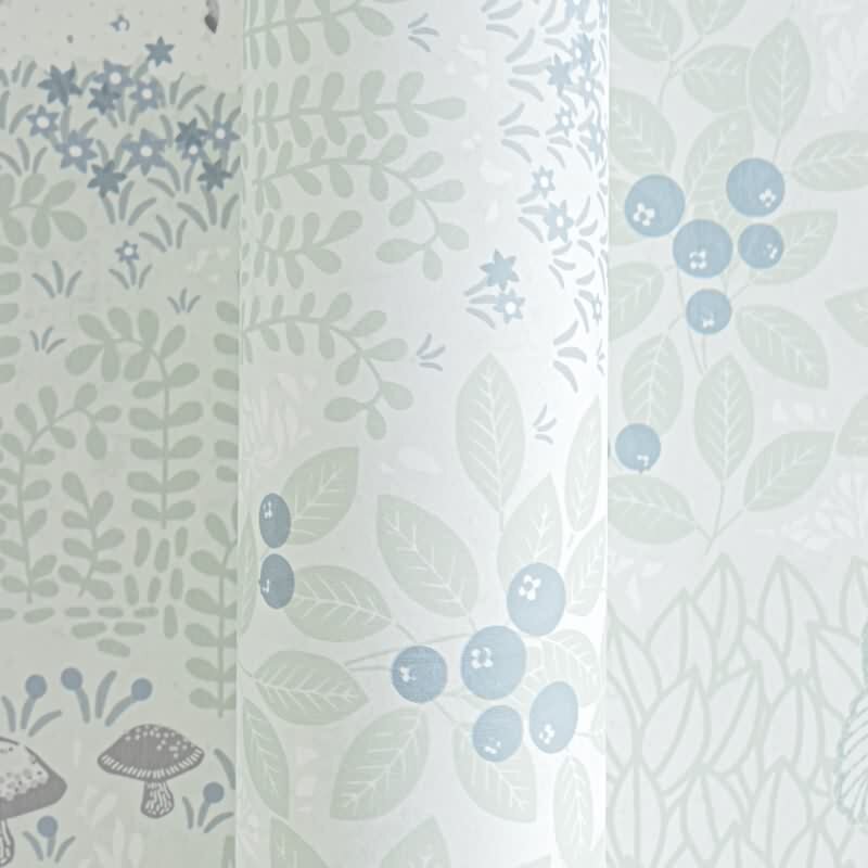 Wald-Tapete mit Tieren Grün Grau Kindertapete mit Bär Hirsch Natur Vliestapete Waldtiere Kinderzimmer (771331)