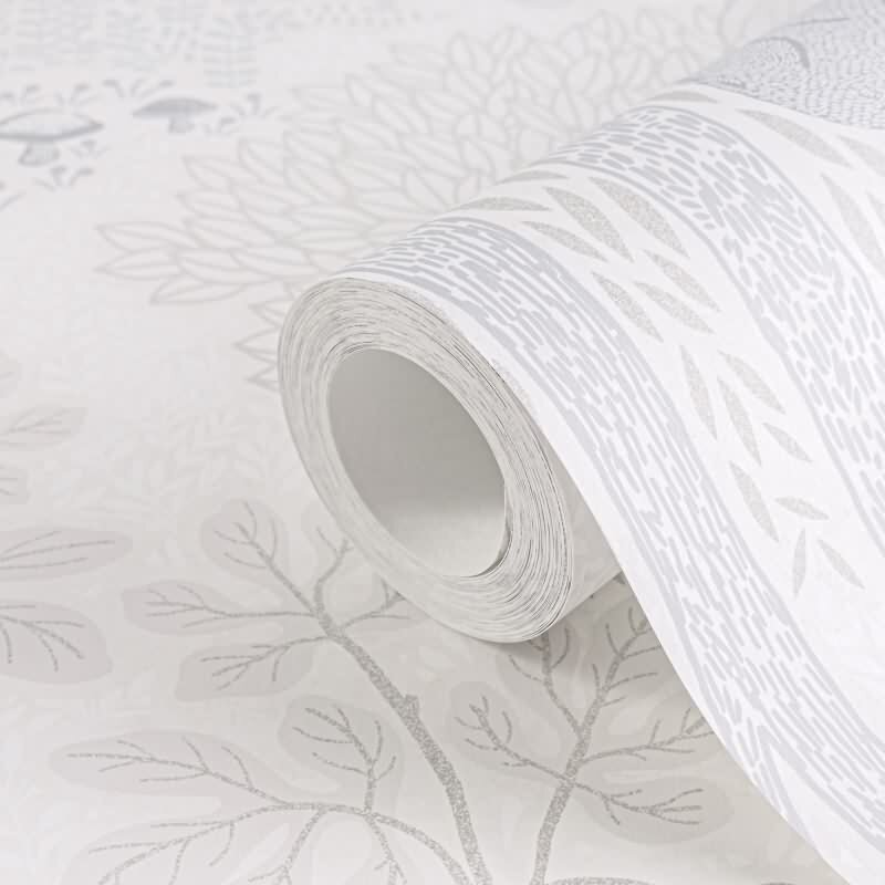 Tapete Wald mit Tieren Beige Grau Kindertapete mit Bär Hirsch Vliestapete Kinderzimmer Jungen (771332)