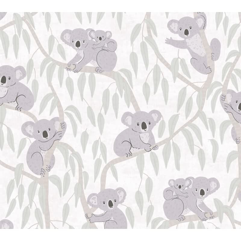 Koala-Tapete Beige Grün Kindertapete mit Koalas auf Bäumen Vliestapete Kinderzimmer (771341)