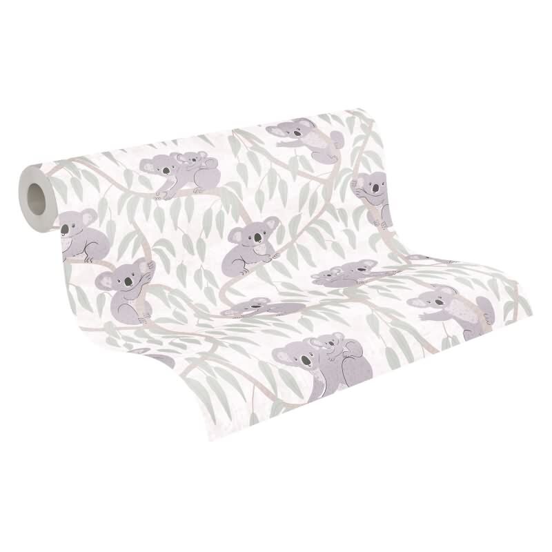 Koala-Tapete Beige Grün Kindertapete mit Koalas auf Bäumen Vliestapete Kinderzimmer (771341)