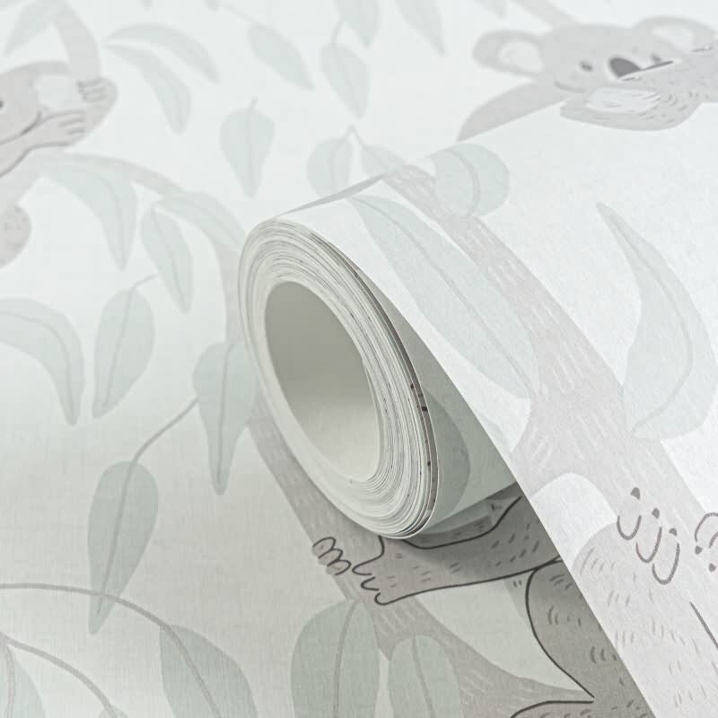 Kinderzimmer Tapete Koala Grau Grün Kindertapete mit Koalas und Ästen Vliestapete Kinderzimmer (771342)