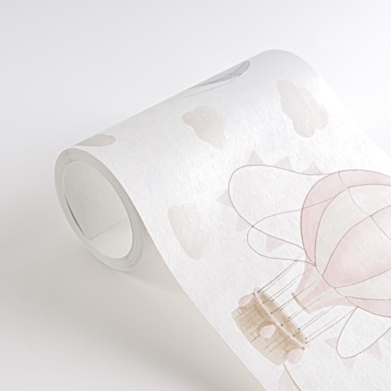 Heißluftballon Borte Rosa Blau Beige Kinderzimmer Vlies-Bordüre mit Wimpeln (771351)
