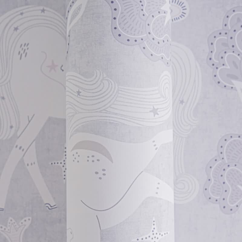 Einhorn-Tapete Grau Fantasie-Muster Vliestapete Mädchen Kinderzimmer (771381)