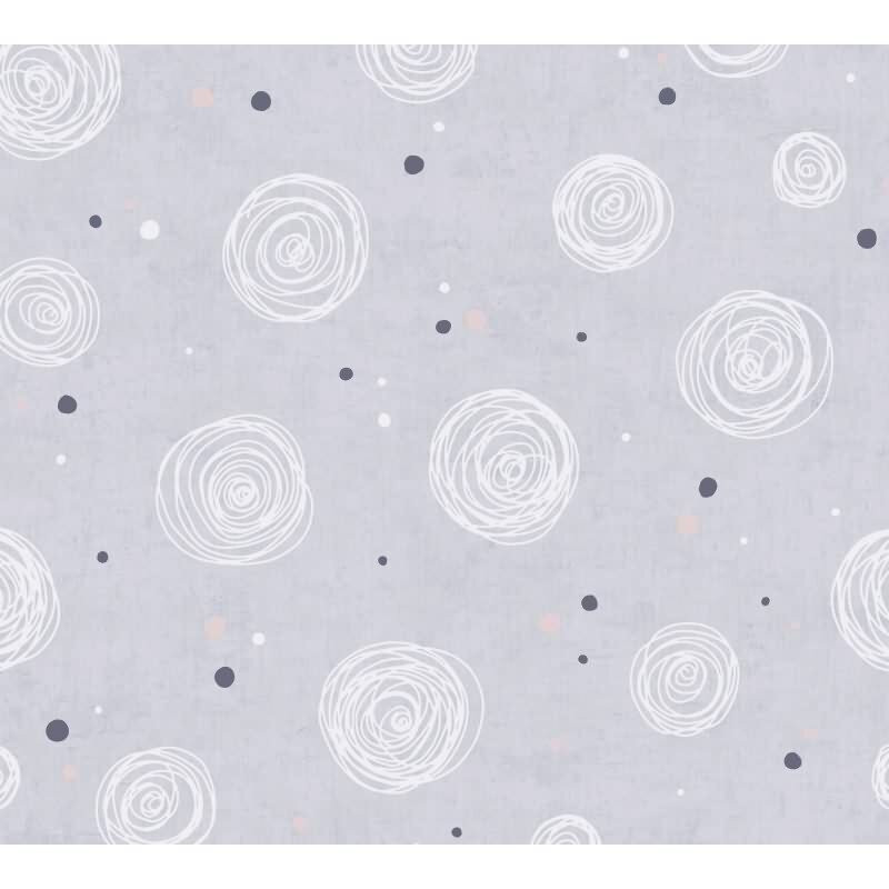 Kreis-Mustertapete Mädchen Kinderzimmer Grau Rosa Weiß Vliestapete modern verspielt Kindertapete (771391)