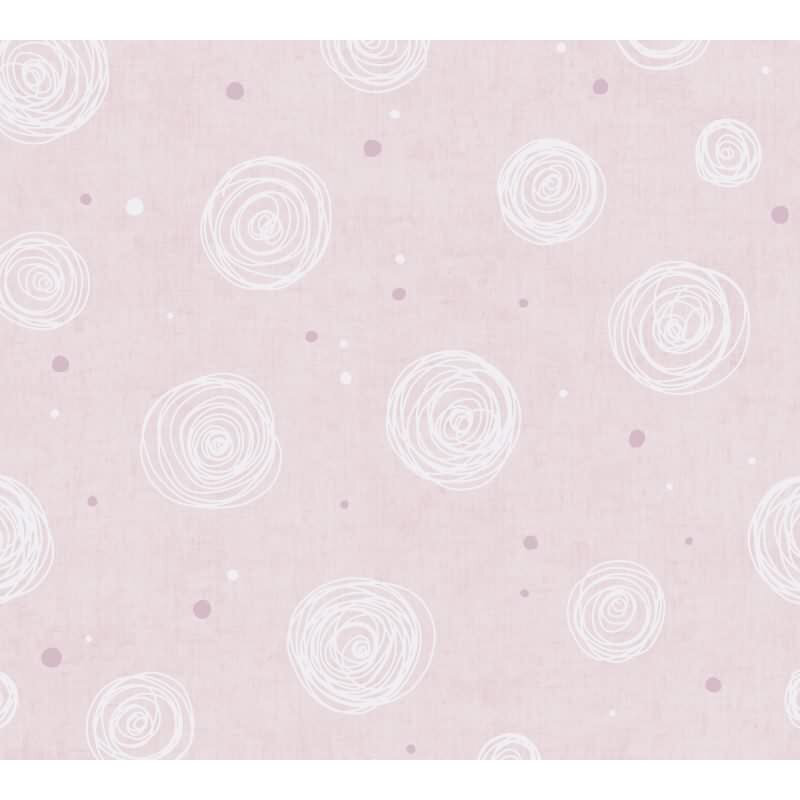 Kreis-Mustertapete Kinderzimmer Rosa Weiß Vliestapete verspielt modern Kindertapete Mädchen (771392)