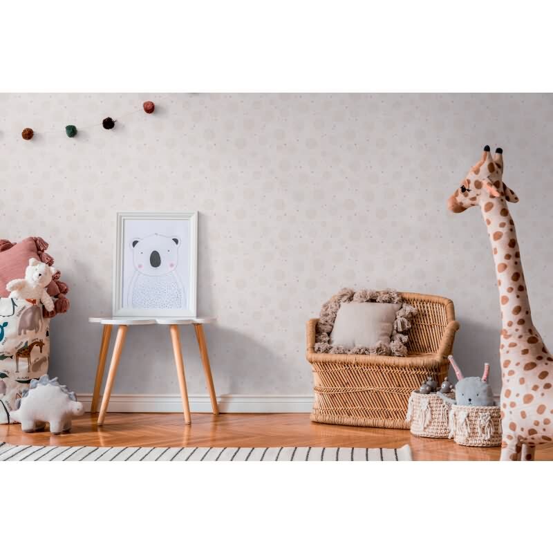 Kringel-Tapete Mädchen Kindertapete Beige Rosa Vliestapete mit Punkten verspieltes Design Kinderzimmer (771393)
