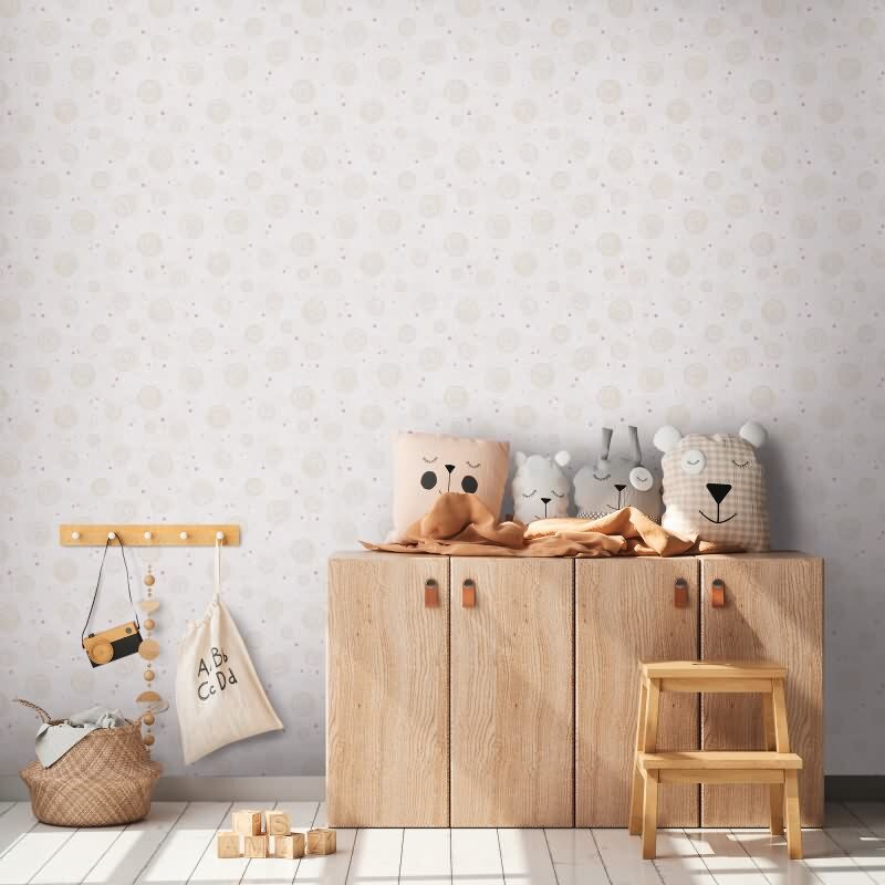 Kringel-Tapete Mädchen Kindertapete Beige Rosa Vliestapete mit Punkten verspieltes Design Kinderzimmer (771393)